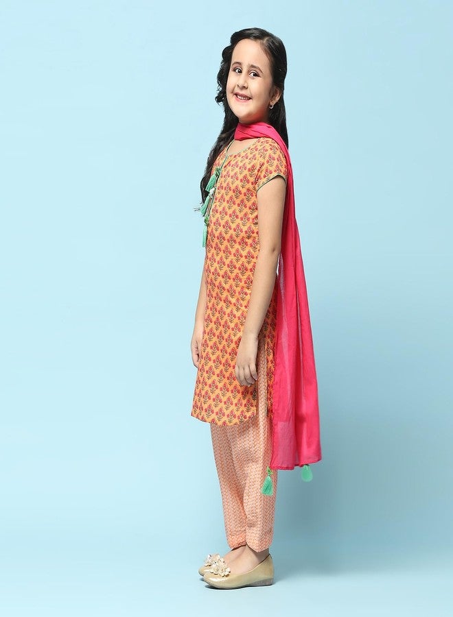 BIBA GIRLS PRINTED STRAIGHT KID(KW2671_PEACH_9) - Image 3