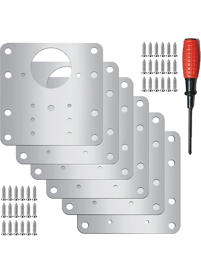 S-TOP 6Pcs Cabinet Hinge Repair Plate Kit, Side Plate Repair Piece Bracket door Hinge Fix cantilever hinge,cabinet hinge repair plate with 36 Mounting Screws for Protecting Wooden，Kitchen - Image 1