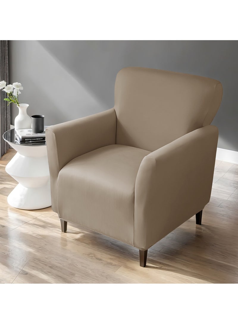 DUNISO Single armchair sofa cover, Banquet Solid Color Armchair Slipcover Waterproof Chair Covers Anti Slip Dog Pet Friendly Furniture Protector, Camel  - Image 2