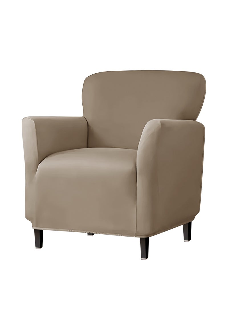 DUNISO Single armchair sofa cover, Banquet Solid Color Armchair Slipcover Waterproof Chair Covers Anti Slip Dog Pet Friendly Furniture Protector, Camel  - Image 4