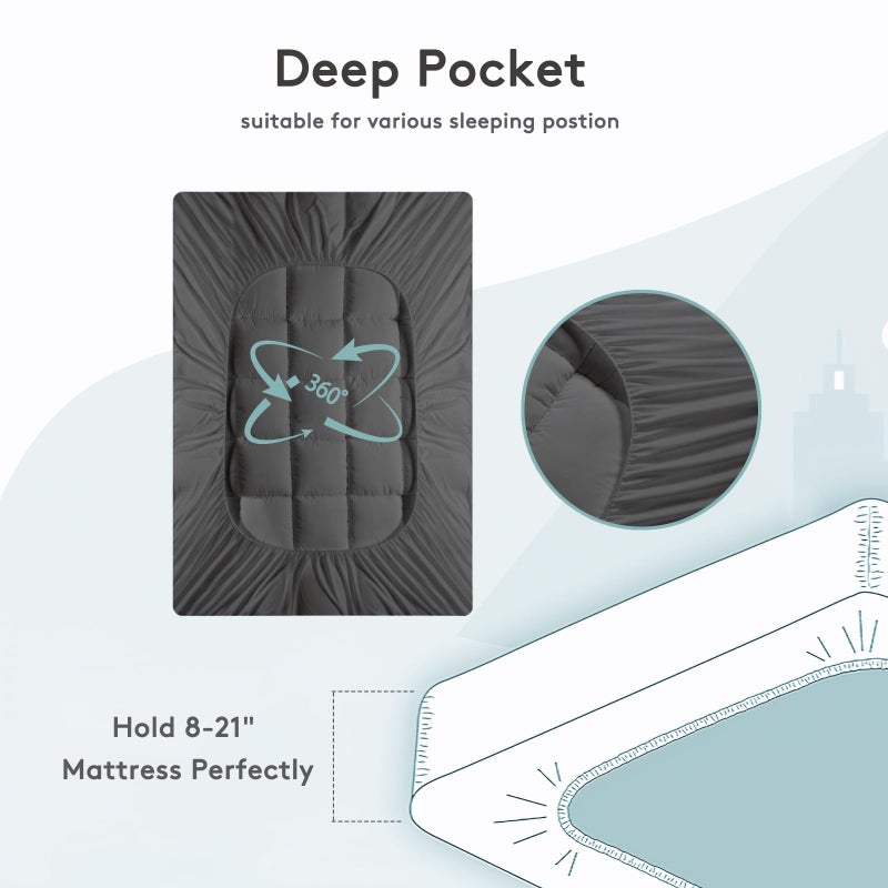 SameBed Mattress Topper King,Extra Thick Mattress Pad Cover for Back Pain,Cooling Mattress Protector with 8-21 Inch Deep Pocket,Overfilled Down Alternative Filling,Grey - Image 4