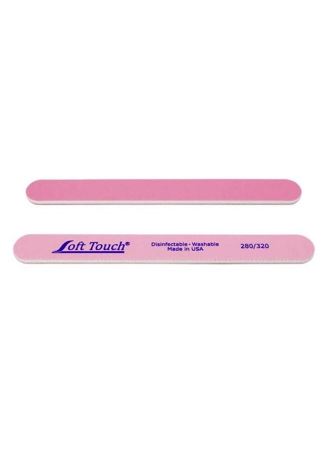 Soft Touch Nail File Double Sided 280320 Grit Lightdark Pink For Natural Nails 7 Inch 5 Piece  - Image 1