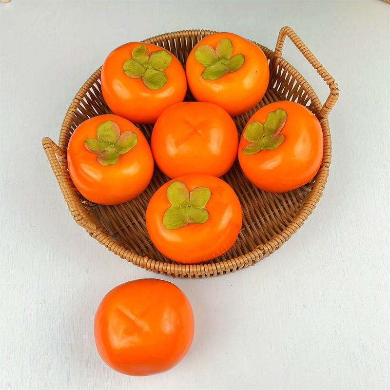 7pcs Realistic Artificial Persimmons Foam Decorations For Home Party Holiday Kitchen Hotel - Image 1