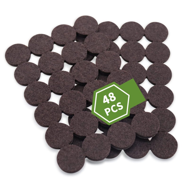 COVERCORNER Felt Furniture Pads for Hardwood Floors 48 PCS Furniture Pads Floor Protectors for Hardwood Floors Felt Pads for Furniture Round Dark Brown