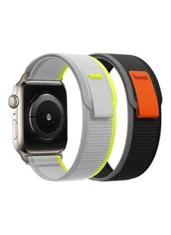2Pack for Apple Watch Trail Band 49mm 45mm 44mm 42mm Nylon Woven Sport Strap for iWatch Series Ultra/8/7/SE/6/5/4/3/2/1 Grey/Black