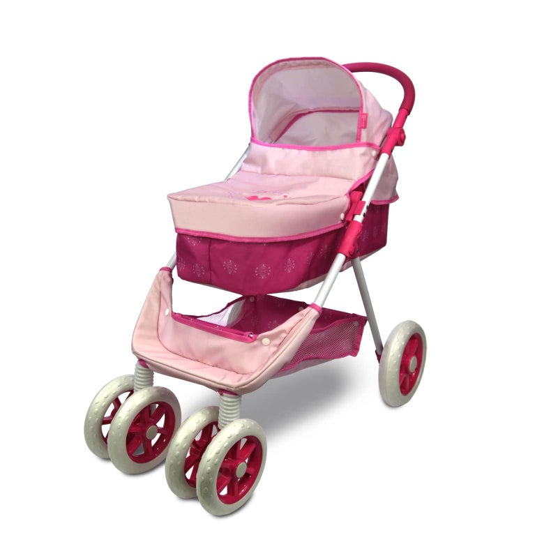 ANIVIA Dolls Pram Doll Pushchair 2 in 1 Stroller Dolls Pushchair  Pram Toys Gift for Kids Suitable Dolls Up to 18 inch  Pink - Image 2