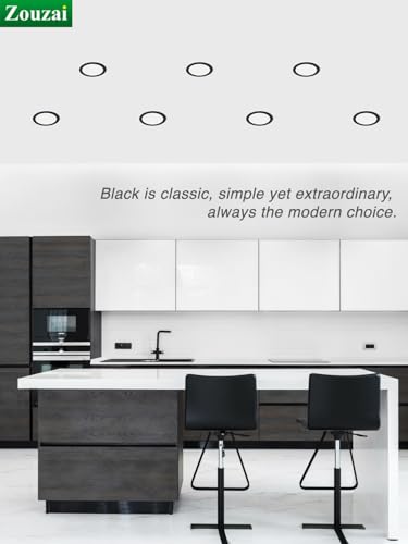 zouzai 12 Pack 4 Inch Black 5CCT Reset Ultra-Thin LED Recessed Ceiling Light with Junction Box, 2700K/3000K/3500K/4000K/5000K Selectable, 9W Dimmable, led can Lights - ETL and Energy Star Certified - Image 2