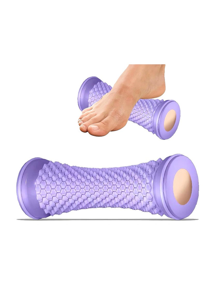 Massage the soles of your feet to alleviate foot pressure and promote relaxation. Utilize a foot massage roller and a pointed massage ball to relieve discomfort caused by conditions such as flat feet, running, or prolonged wearing of high heels. The color purple is often associated with soothing and calming effects. - Image 4