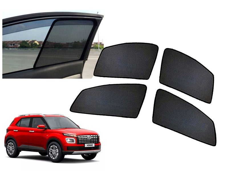 Auto Pearl Z Black Window Plug-in Half Sun Shades Car Curtain Compatible with - Venue - Set of 4 Pcs - Image 1