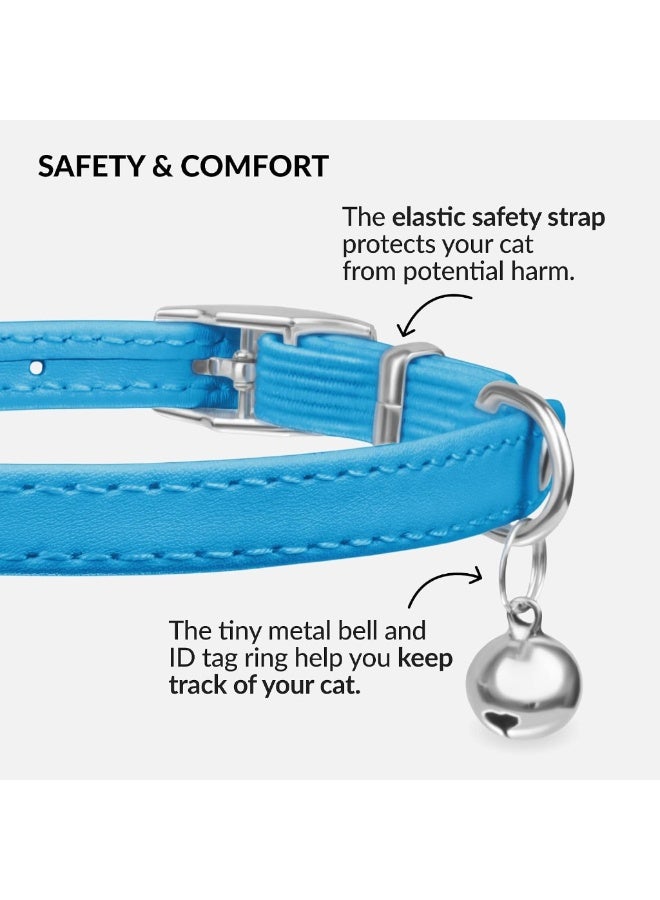 Leather Cat Collar with Removable Bell, Elastic Safety Strap Breakaway Alternative, Kitten Collar for Small and Big Boy and Girl Cats - Image 3