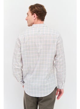 Van Heusen Men Regular Fit Plaid Long Sleeves Dress Shirt, White Combo  - Image 3