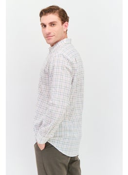 Van Heusen Men Regular Fit Plaid Long Sleeves Dress Shirt, White Combo  - Image 2