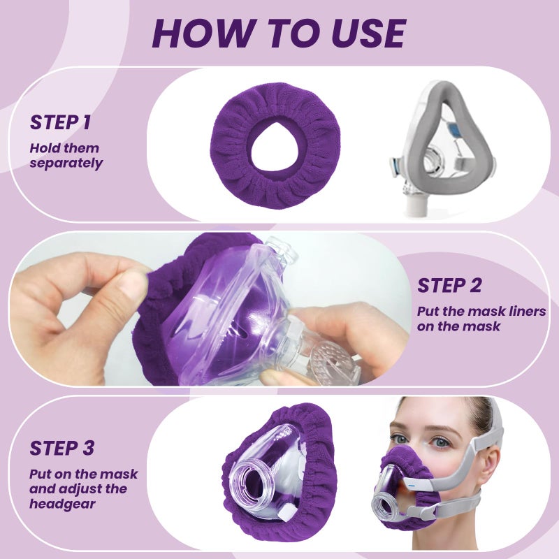 NATAKU 4-Pack Small CPAP' Mask Liners Compatible with F20 Full Face Masks Cushion, Reusable Comfort Cushioned Cushion Covers, Absorb Facial Oils and Moisture to Improve Mask Wear Experience - Image 5