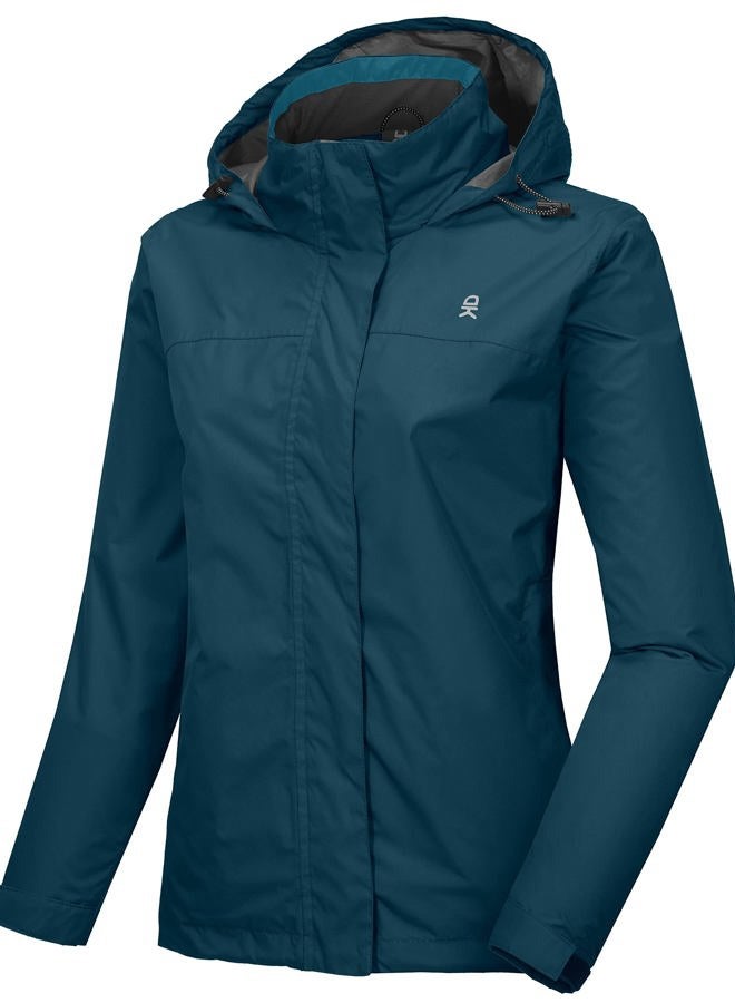 Little Donkey Andy Women's Lightweight Waterproof Rain Jacket Outdoor Windbreaker Rain Coat Shell for Hiking, Travel Mosaic Blue M - Image 1
