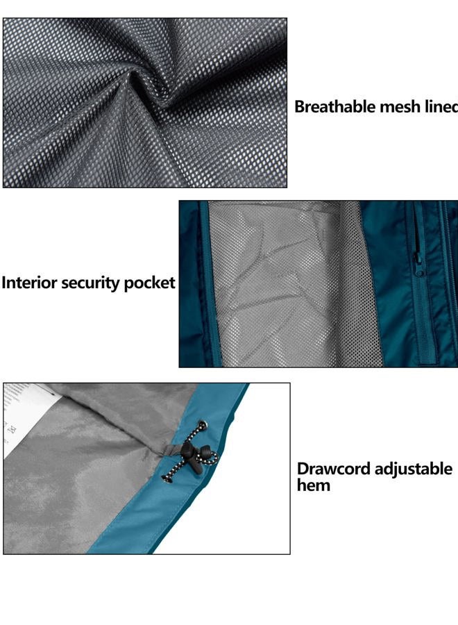 Little Donkey Andy Women's Lightweight Waterproof Rain Jacket Outdoor Windbreaker Rain Coat Shell for Hiking, Travel Mosaic Blue M - Image 5