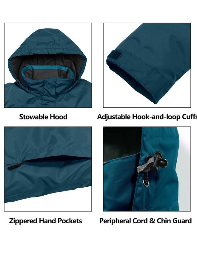 Little Donkey Andy Women's Lightweight Waterproof Rain Jacket Outdoor Windbreaker Rain Coat Shell for Hiking, Travel Mosaic Blue M - Image 4