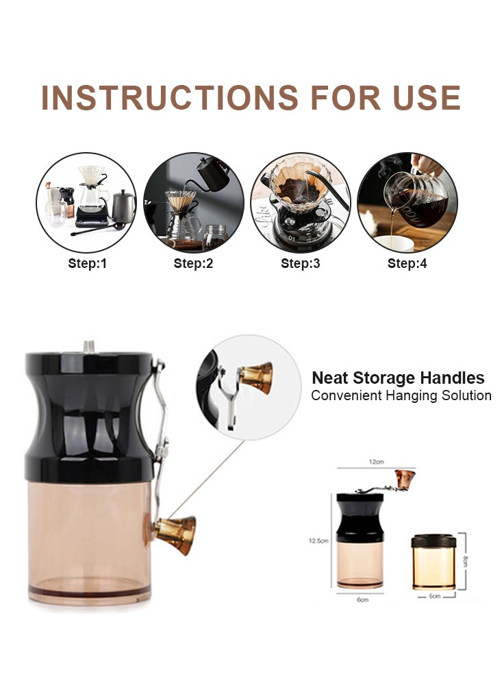 Perfii 9 in 1 Pour Over Coffee Maker Set with Accessories - Gooseneck Kettle, Spoon, Grinder, Filters, and More - Perfect for Travel, Home, Office and Gift  - Image 4