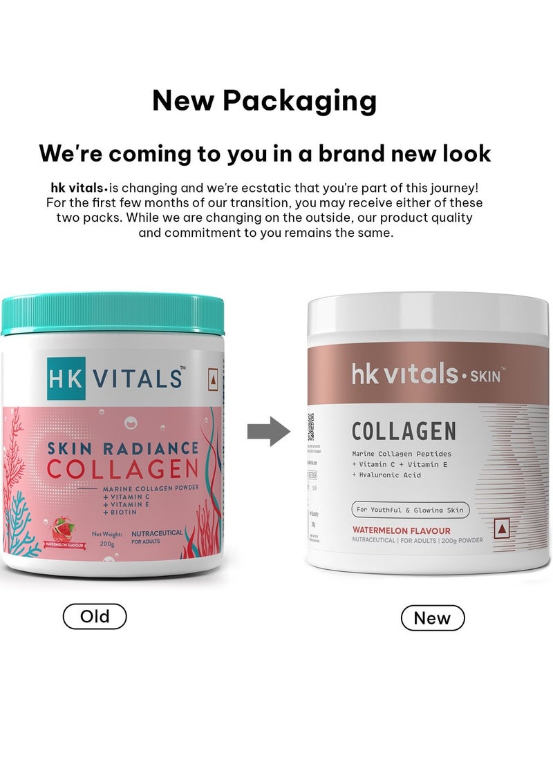 HEALTHKART - HealthKart HK Vitals Skin Radiance Collagen Powder Marine Collagen Watermelon 200 g Collagen Supplements for Women and Men with Biotin Vitamin C E Sodium Hyaluronate  for Healthy Skin Hair and Nails - Image 1