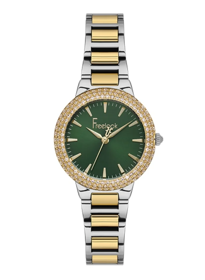Freelook Paris Freelook - Charmant Women's Watch | Steel Case | Stainless Steel Band | Dark Green & Round Dial | Analog | Japanese Quartz | Mineral Glass | Premium Luxury Watch | Ideal Gift | Water Resistant 50 Meters