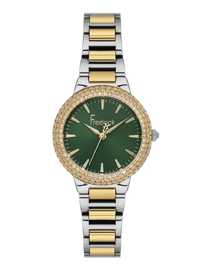 Freelook Paris Freelook - Charmant Women's Watch | Steel Case | Stainless Steel Band | Dark Green & Round Dial | Analog | Japanese Quartz | Mineral Glass | Premium Luxury Watch | Ideal Gift | Water Resistant 50 Meters