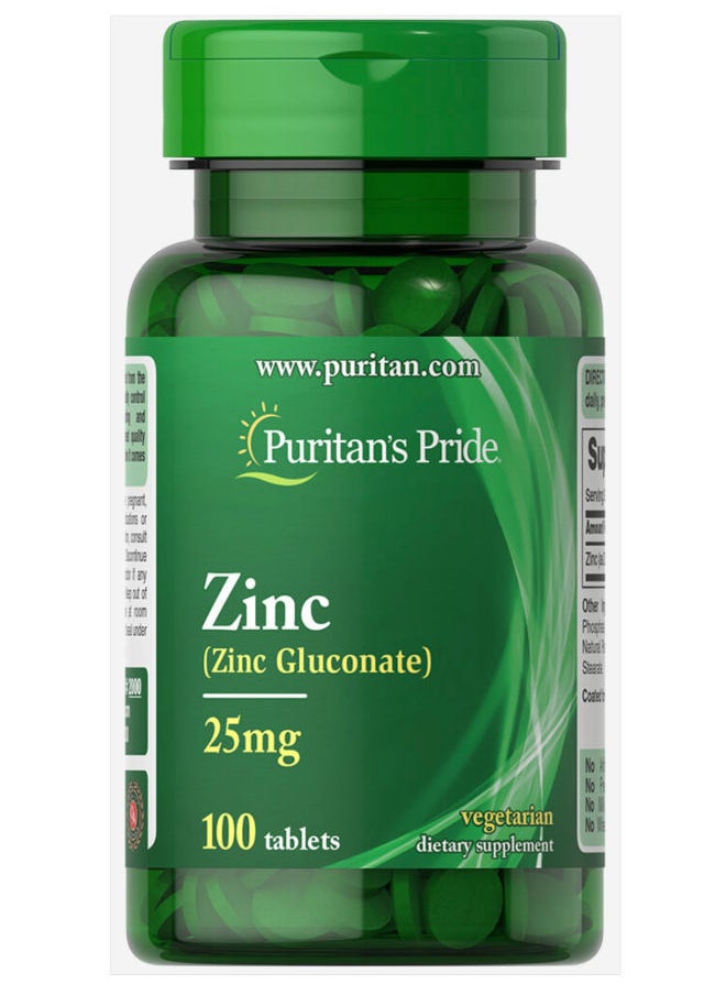 Puritan's Pride - Zinc 25 mg 100 Tablets - Image 1