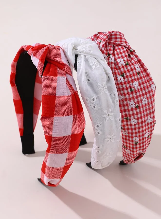 تايك تو Pack of 3 - Girls Gingham and Embroidered Headbands