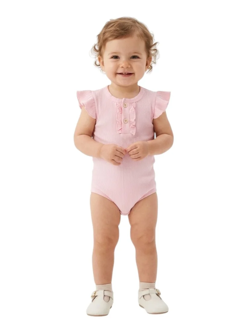 بامبيميسي Baby  Cotton Unicorn Bodysuit Short Sleeve  – 3-Piece Newborn Outfit