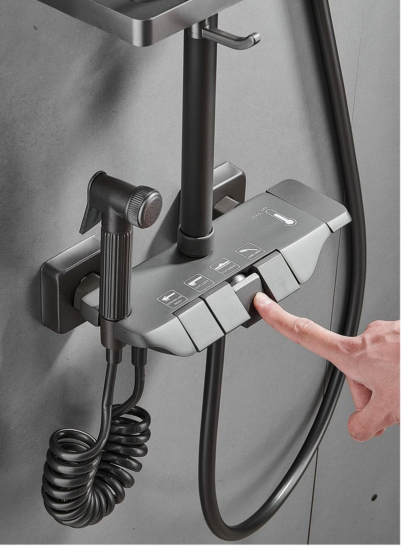 Beauenty Set, Thermostaticc Shower Faucet Set Wall Mounted Shower Faucet Set Piano and Shower Keys with Bath Spout, Hand Sprayer - Image 2