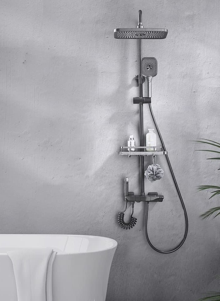 Beauenty Set, Thermostaticc Shower Faucet Set Wall Mounted Shower Faucet Set Piano and Shower Keys with Bath Spout, Hand Sprayer - Image 4