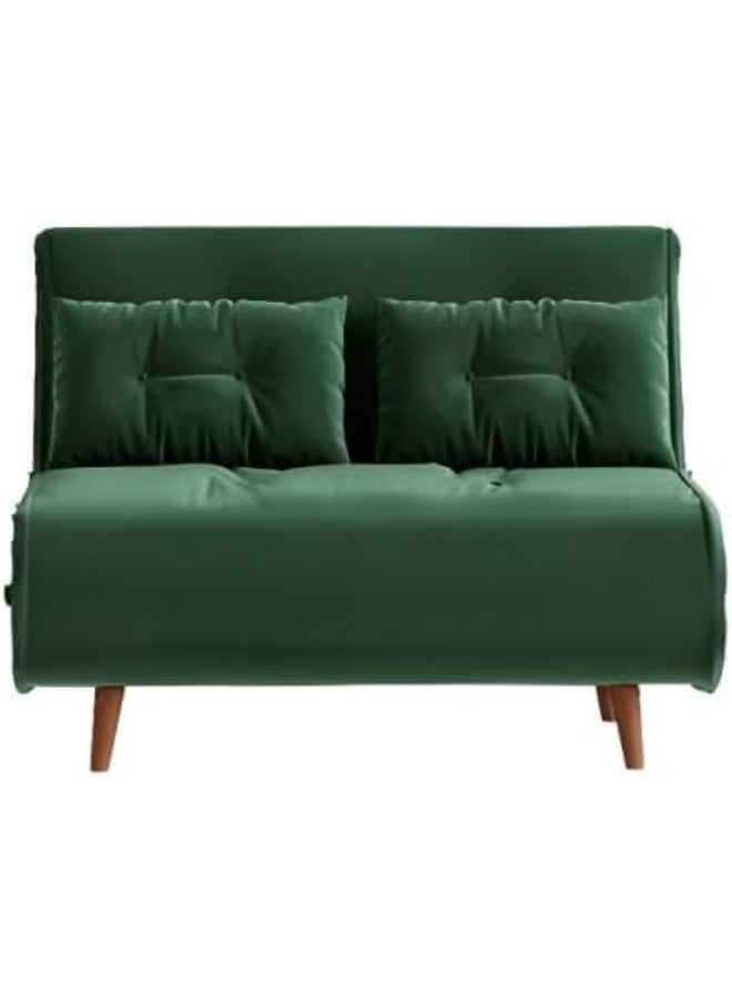 Ripple FURNITURE UAE Homes Contemporary Armless Loveseat Sofa with Cushions, Forest Green Velvet, Wooden Legs  - Image 1