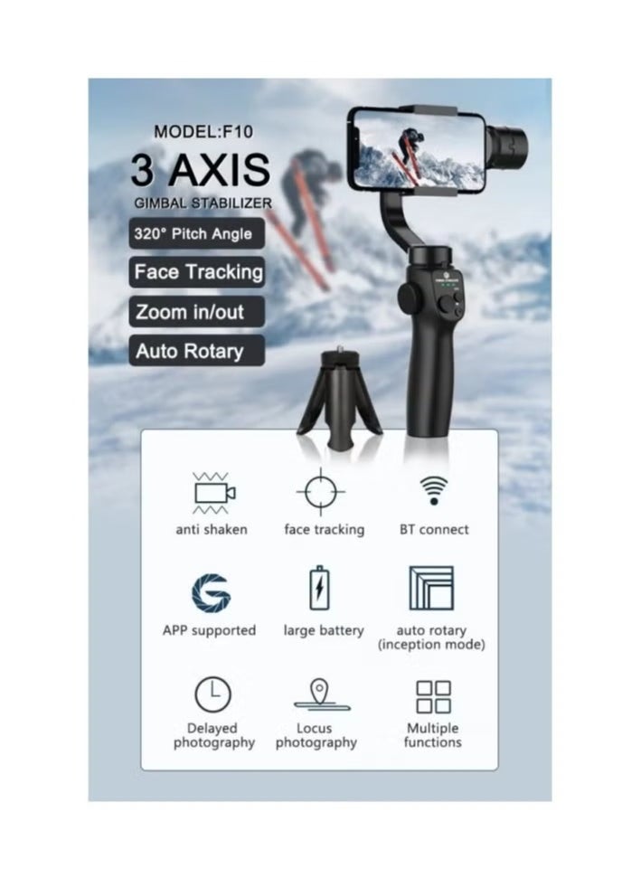 JAJEEK F10 3-Axis Stabilizer Tripod for Smartphone – Smooth Video Recording, Compact & Lightweight Design, Easy-to-Use Stabilization, Adjustable 360° Rotation, Perfect for Vlogging, Live Streaming, Photography, and Cinematic Shots on Your Smartphone  - Image 1