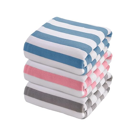 A'kin Akin Microfiber Towels for BathStripes Towel for Men and Women Coral Fleece Towel with Quick Water Absorbing Microfiber Towel Multipurpose Use as Bathroom Gym Yoga Multicolor 5 - Image 2