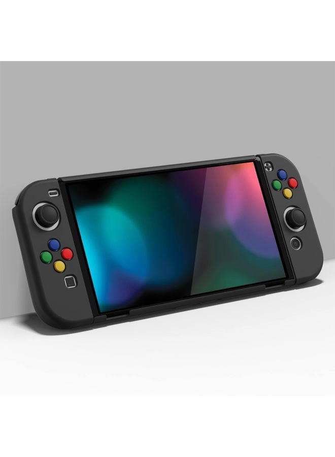 playvital AlterGrips Protective Slim Case for Nintendo Switch OLED, Ergonomic Grip Cover for Joycon, Dockable Hard Shell for Switch OLED w/Thumb Grip Caps & Button Caps - Black - Image 4
