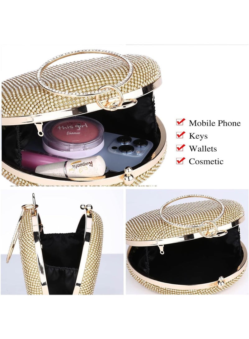 SOLARAE Women Crystal Evening Clutch Bag, Sparkly Wristlet Wedding Prom Party Purse Handbags, Party Prom Wedding Bag, for Wedding and Party - Image 5