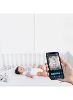 Nanit Nanit Smart Sheets 2Pack 100% Cotton Fitted Crib Sheet Pack For Standard Crib Works With Nanit Baby Monitors To Measure Your Baby'S Height Pebble Grey And White  - Image 5