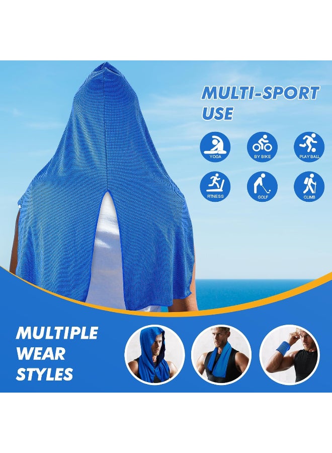 Kawkab Cooling Hooded Towel (2-Pack) - Reusable, sweat-wicking neck and face cooling wrap. Instant cold towel for gym, sports, and hot weather activities (Black and Royal Blue) - Image 5