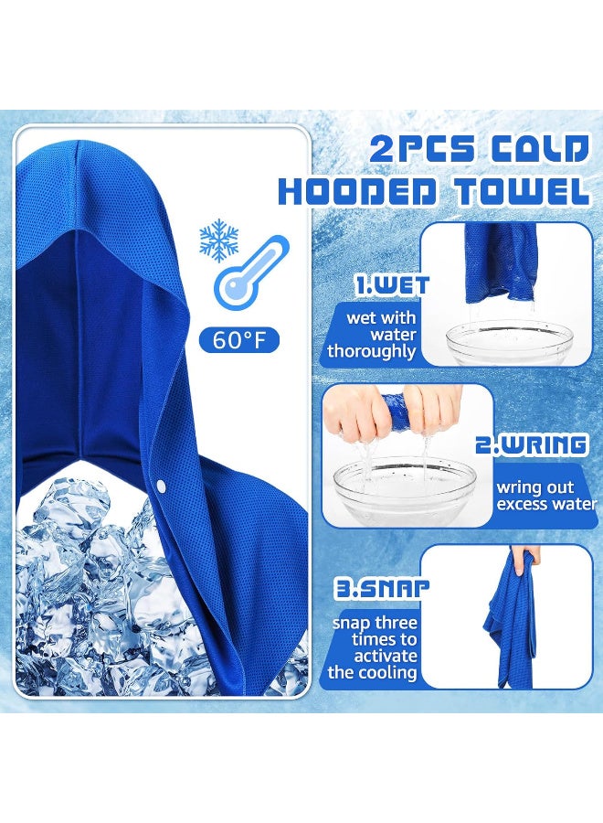Kawkab Cooling Hooded Towel (2-Pack) - Reusable, sweat-wicking neck and face cooling wrap. Instant cold towel for gym, sports, and hot weather activities (Black and Royal Blue) - Image 4
