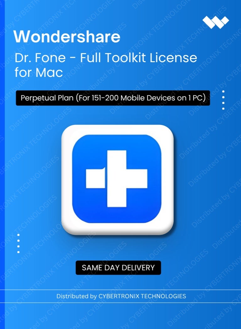 Wondershare Dr.Fone - ترخيص مجموعة الأدوات الكاملة لنظام Mac | خطة دائمة | (لـ 11-15 جهاز محمول على 1 جهاز كمبيوتر) | ترخيص رقمي | توصيل في نفس اليوم - Image 2