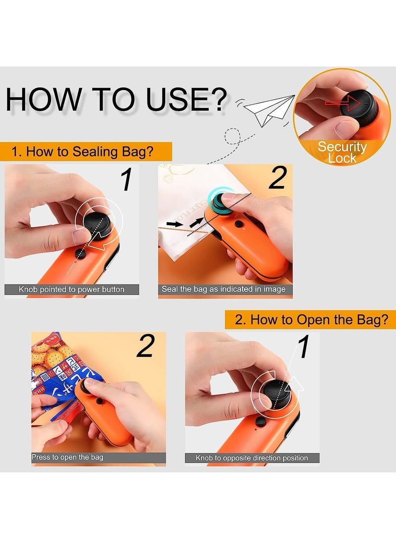 SOLARAE Mini Bag Sealer, 2 in 1 USB Rechargeable Heat Sealer and Cutter, Mini Chip Bag Sealer Heat Seal - Image 2