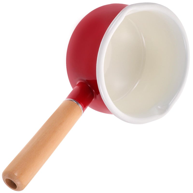 Red Enamel Milk Saucepan 15cm Dual Spout Nonstick Kitchen Pot - Image 2