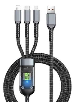 Generic Fast Charging Braided 3 In 1 USB Cable  100W for IOS and Android , wide suitability , with overcharge protection - Black  - Image 1