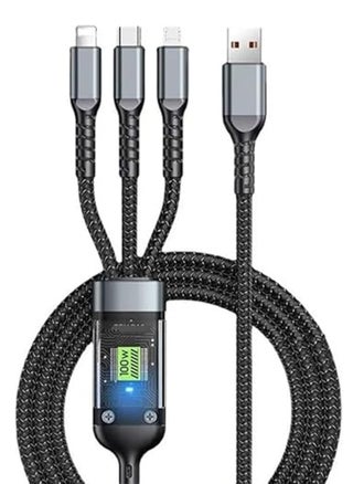 كابل USB 3 في 1 للشحن السريع بقوة 100 واط لأنظمة IOS و Android، مناسب بشكل واسع، مع حماية من الشحن الزائد - أسود - pzsku/Z4361A4F89703C31587DCZ/45/_/1739369726/b8ebfedd-035d-4212-8bee-661b05223c46
