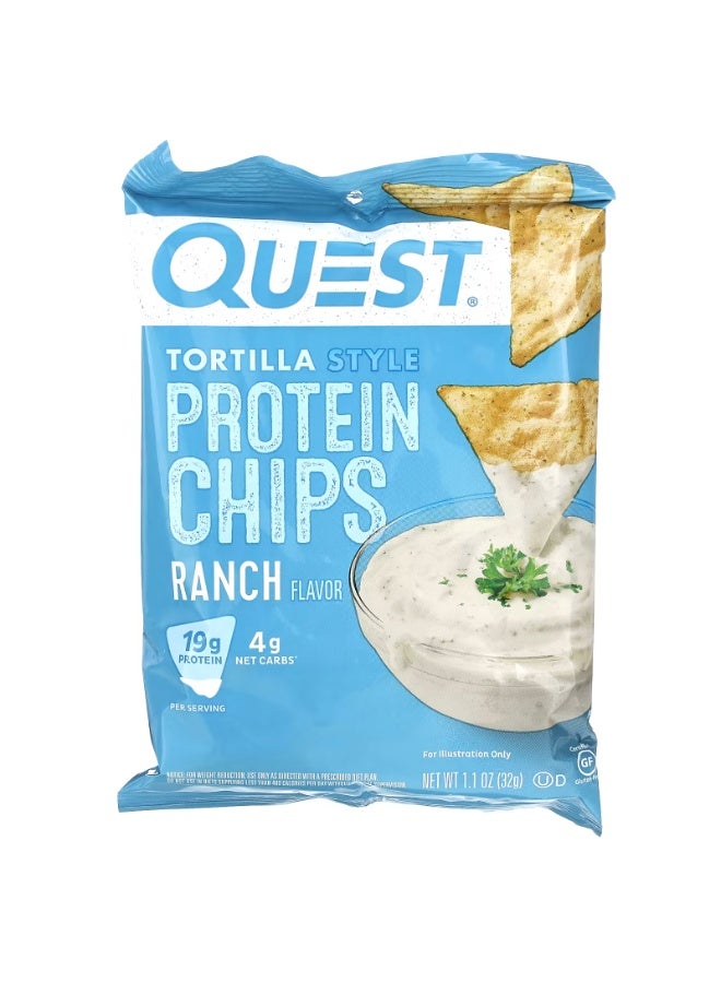 Quest Nutrition, Tortilla Style Protein Chips, Ranch, 8 Bags, 1.1 oz (32 g) Each