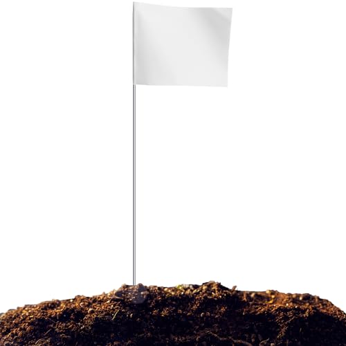 Zozen 50Pack White Marking Flags, Writable | 15x4x5 Inch, Yard Flags for Lawn & Irrigation & Landscape & Sprinkler & Survey & Dog Training. - Image 2