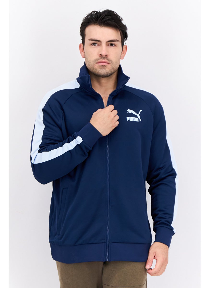 PUMA Men Sportswear Fit T7 Long Sleeves Training Track Sweatshirt, Navy  - Image 1