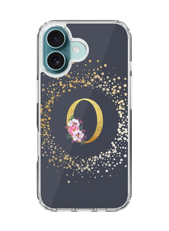 Stylizedd For iPhone 16 Case [Compatible with MagSafe] Slim Magnetic cover Clear Phone Case - Custom Monogram Floral - O (Grey ) - Image 1