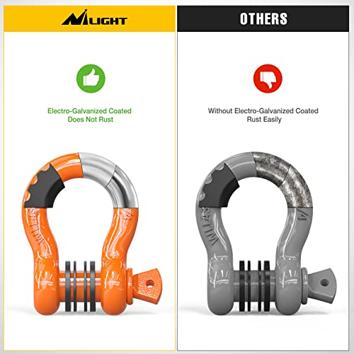 Nilight 2 Pack 3/4" D-Ring Shackle 4.75 Ton (9500 Lbs) Capacity with 7/8" Pin Heavy Duty Off Road Recovery with Isolators & Washer Kit for Jeep Truck Vehicle, Orange (90051B) - Image 5