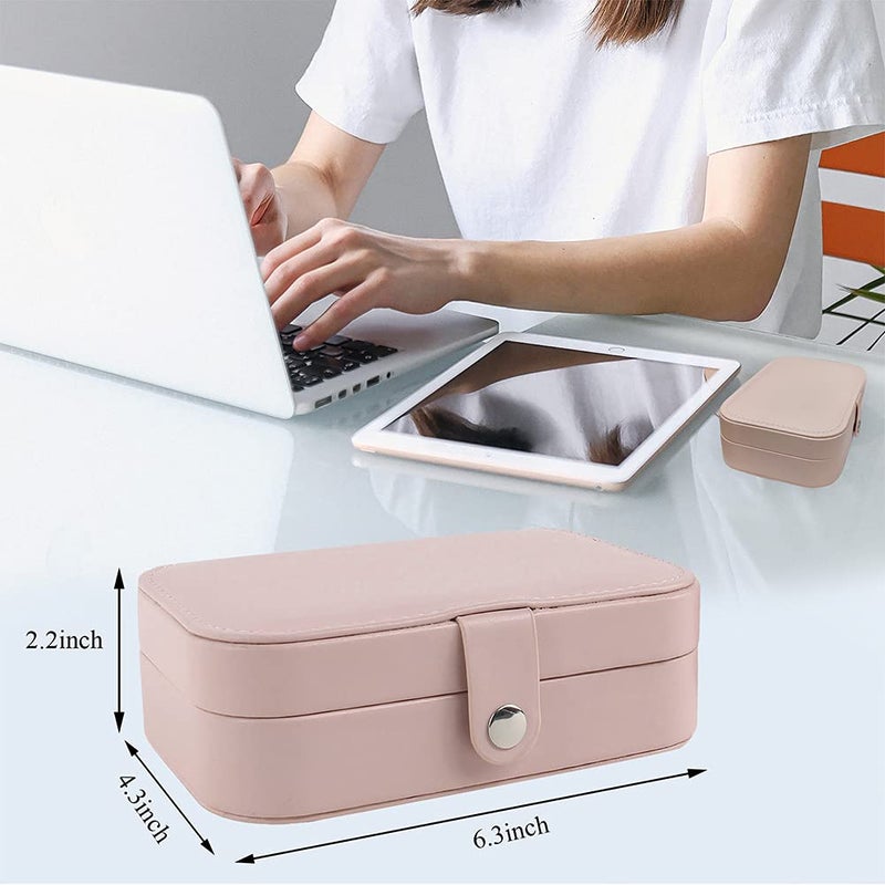 Hatori Travel Jewelry Box, PU Leather Small Jewelry Organizer for Women Girls, Portable Mini Travel Case Display Storage Holder Boxes for Stud Earrings, Rings, Necklaces, Bracelets (Pink) - Image 5