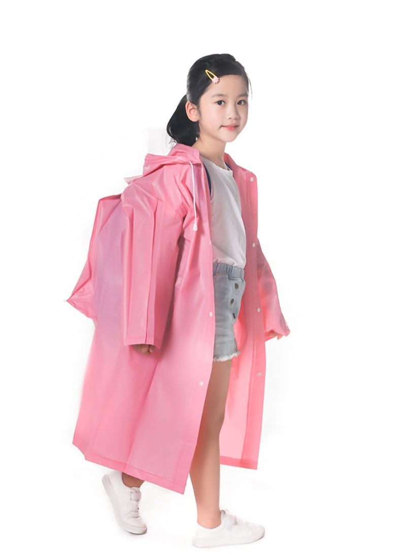 Raincoat for Kids, Boys and Girls Hooded Poncho Can Carry School Bags Large Raincoat Reusable Poncho Jacket Applicable Height 1.1-1.5M Kids(Pink) - Image 2