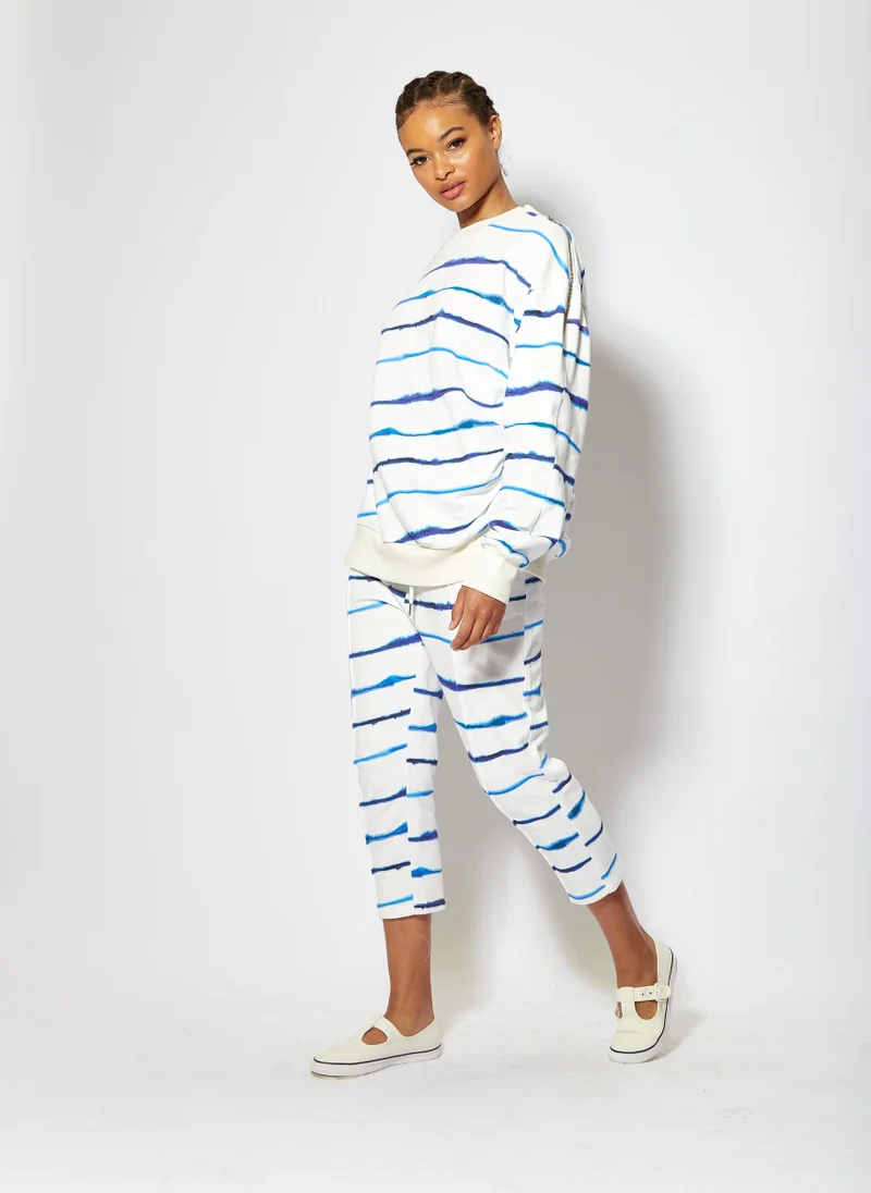 house of holland Blue Ink Stripe Capri Style Joggers